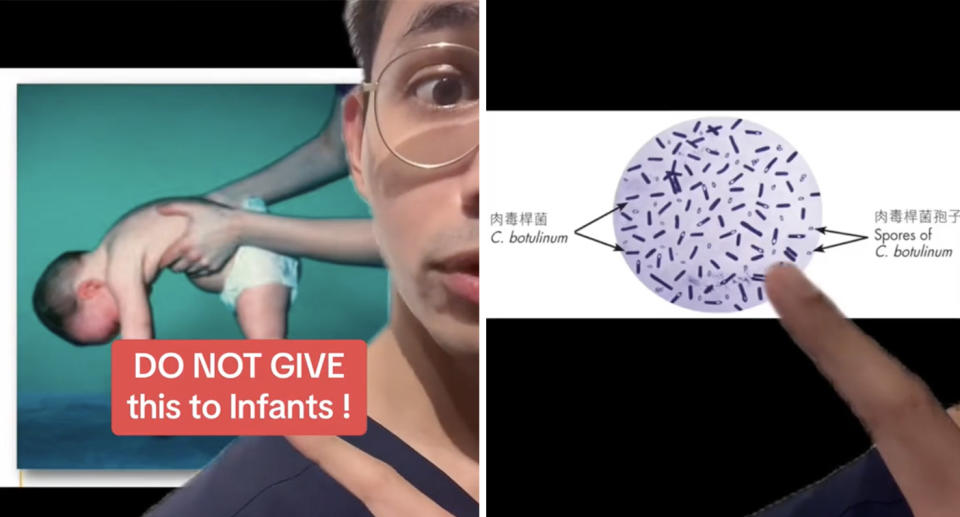 Still from TikToker's video about baby botulism