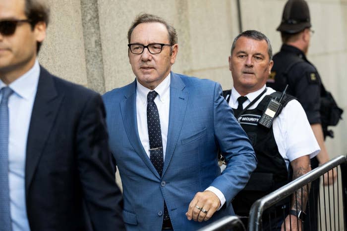 Kevin Spacey arrives at a London courthouse in July to face criminal charges for allegedly sexually assaulting three men.