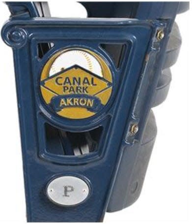 A close up view of one of the old Canal Park seats available for sale by Stadium Seat Depot.