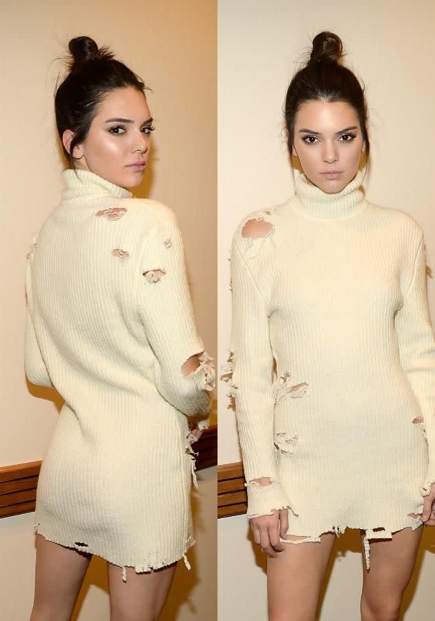 He also created this top-knot on Kendall Jenner before the Yeezy Season 3 fashion show. Photo: Getty