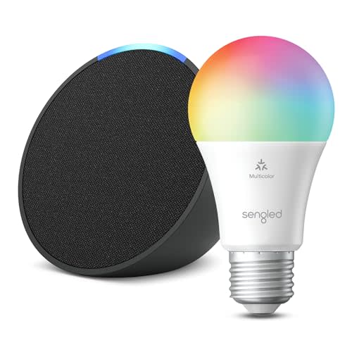 Echo Pop | Charcoal with Sengled Smart Color Bulb