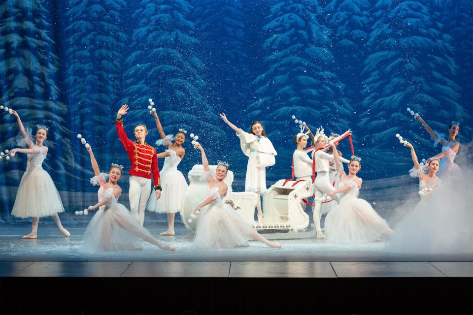 Charley Austin and Maddie Jacobs in the Snow Kingdom in Alabama River Region Ballet's "The Nutcracker"