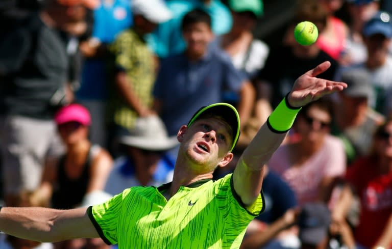 Kyle Edmund of Britain serves to Richard Gasquet of France during their 2016 US Open Men's Singles Match at the USTA Billie Jean King National Tennis Center in New York on August 29, 2016