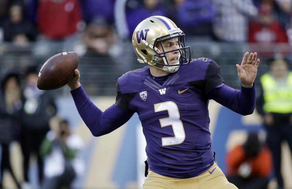 Washington quarterback Jake Browning. (AP Photo/Elaine Thompson, File)