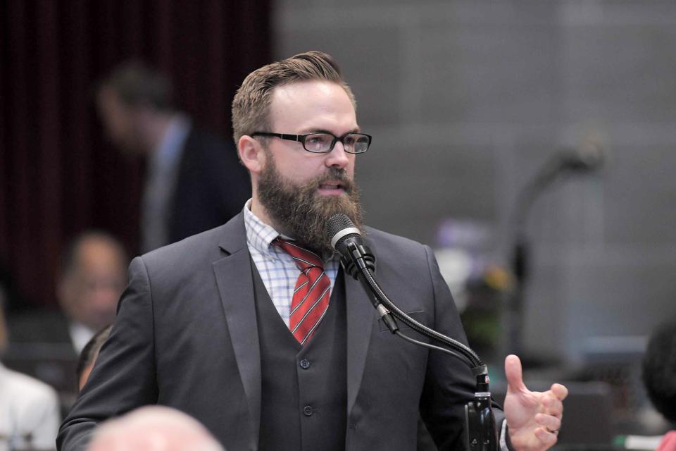 Sen. Nick Schroer, during his time in the Missouri House, engages in debate with his fellow legislators.