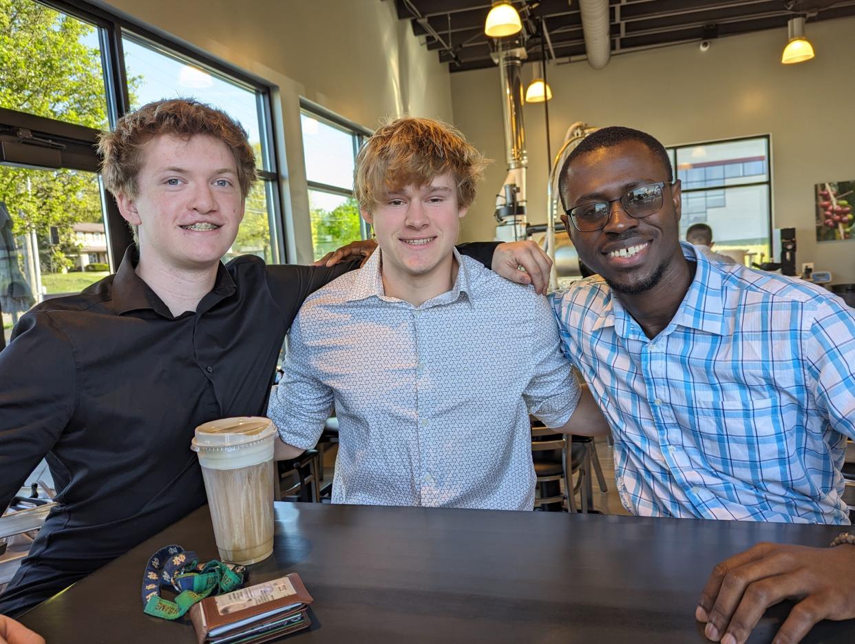Kolbe Hollcraft, left, 18, is the founding director of the United Haven Foundation, which is raising funds to assist orphans in Ghana. With him are co-vice presidents Andrew Dylewski, 19, and Jacob Darko, 26, a native of Accra, Ghana.