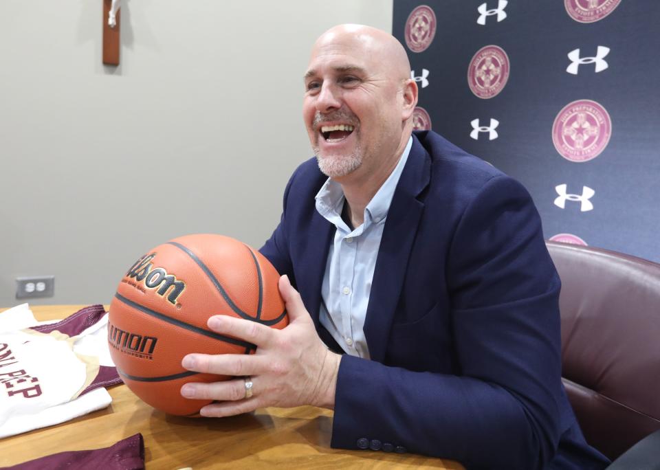 Iona Prep's new head basketball coach Tim Philp at the school March 24, 2023.