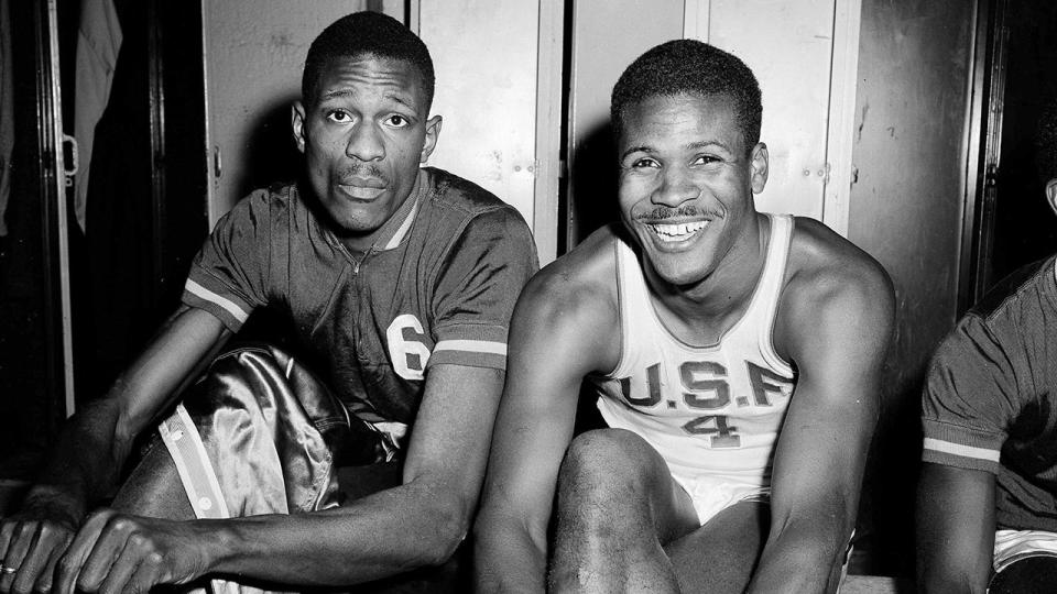 K.C. Jones (right) is seen in this photo in 1956 with University of San Francisco Dons teammate Bill Russell. Pic: AAP 