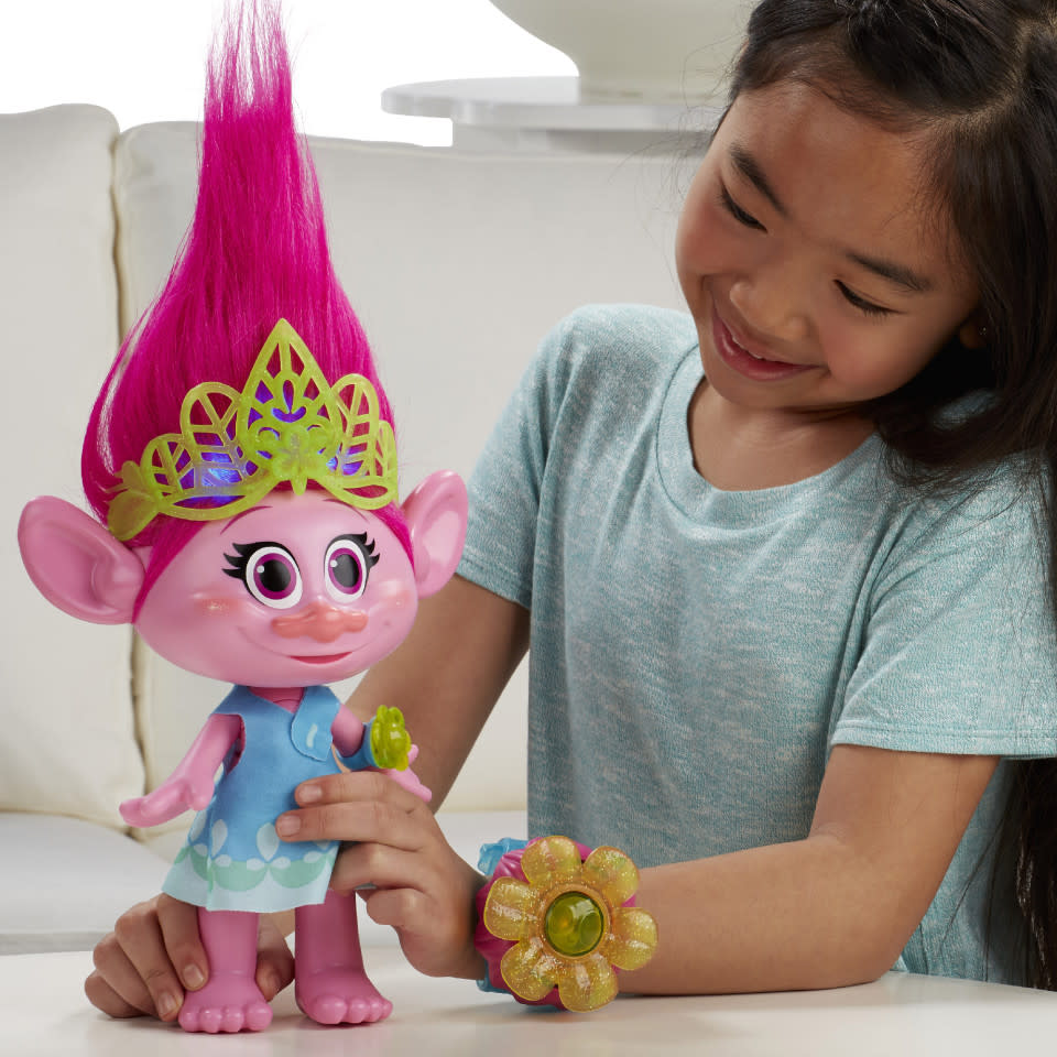 DreamWorks Trolls Hug Time Poppy, £61, speaks 25 phrases when you press her tummy and plays songs from the film, Trolls  