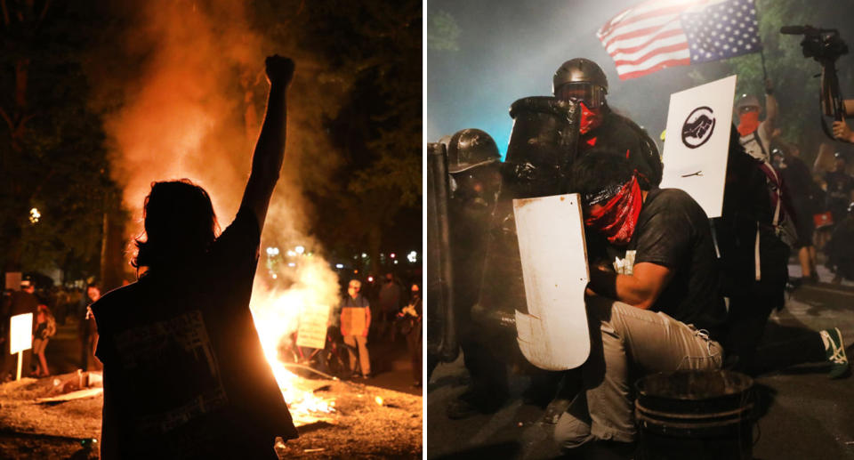 Protesters continued to violently clash with federal agents in the city of Portland this week as BLM demonstrations persist. Source: Getty