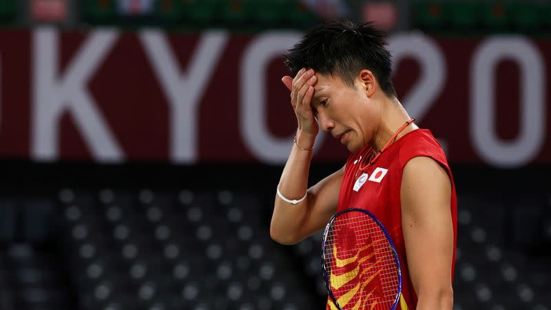 FILE PHOTO: Kento Momota of Japan at Tokyo Olympics