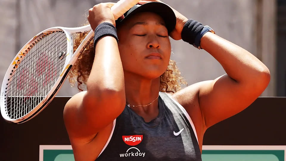 Naomi Osaka is seen here looking frustrated at the Italian Open.