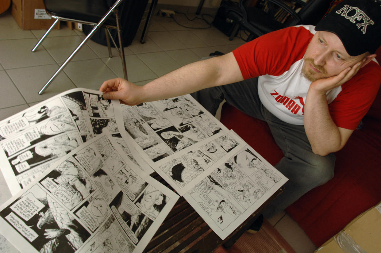 Le dessinateur Manu Larcenet, ici photographié en avril 2006 dans le Rhône, a remporté le premier « Prix Gotlib » au Festival du Livre de Paris.