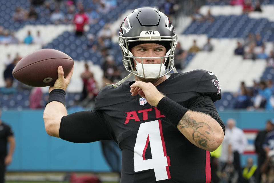 Atlanta Falcons quarterback Taylor Heinicke will start this week. (AP Photo/George Walker IV)