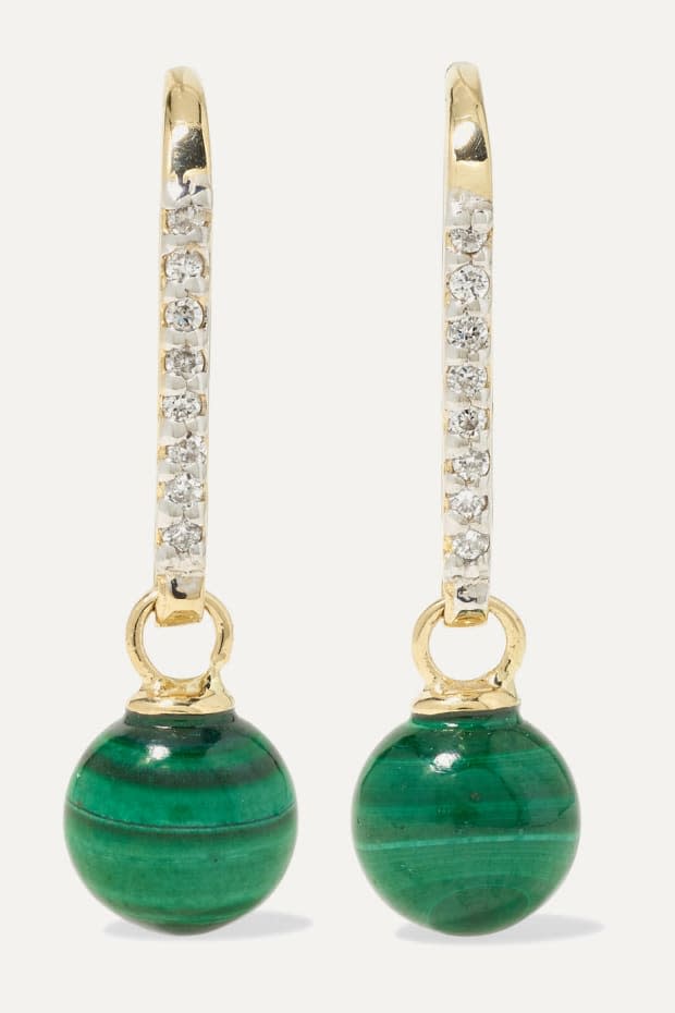 <p>Mateo 14-karat Gold, Malachite and Diamond Earrings, $595, <a href="https://rstyle.me/+IQLg1zuh5mLNtKr1KRMGLw" rel="nofollow noopener" target="_blank" data-ylk="slk:available here;elm:context_link;itc:0;sec:content-canvas" class="link ">available here</a>.</p>