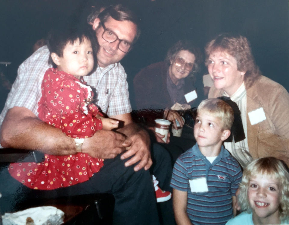 Kara Bos meets her adoptive family in 1984. (Courtesy Kara Bos)