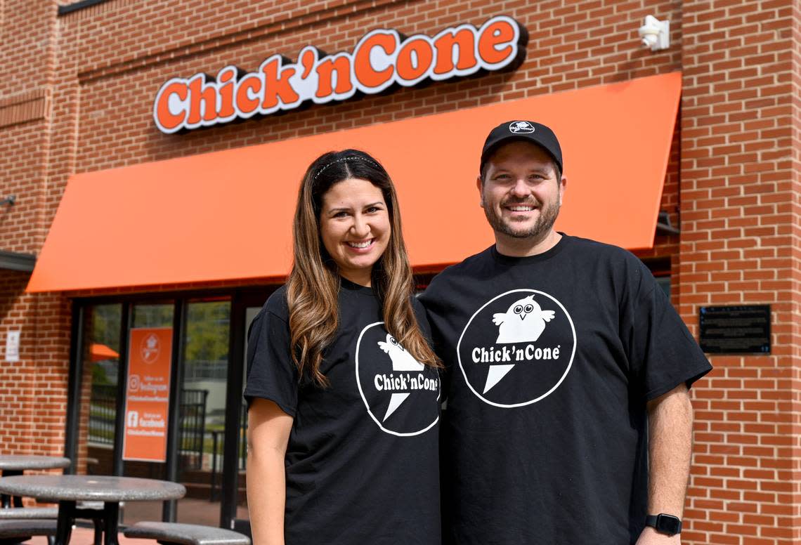 Wes and Fabi Kostovetsky, franchise owners of Chick’nCone that opens Saturday at 860 Forsyth St. in Macon.
