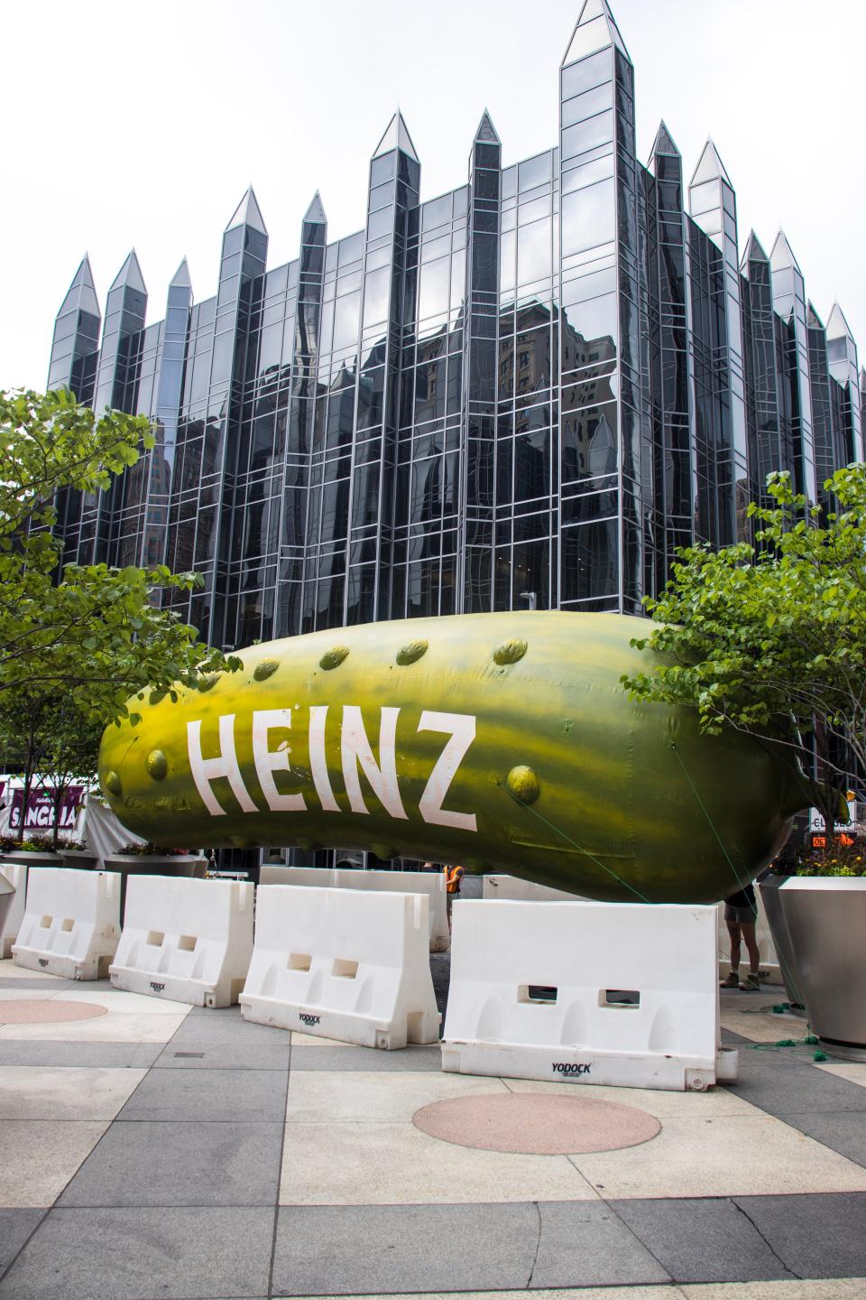 Picklesburgh's 35-foot inflatable Heinz pickle at the festival's new spot in PPG Place and the Boulevard of The Allies downtown.