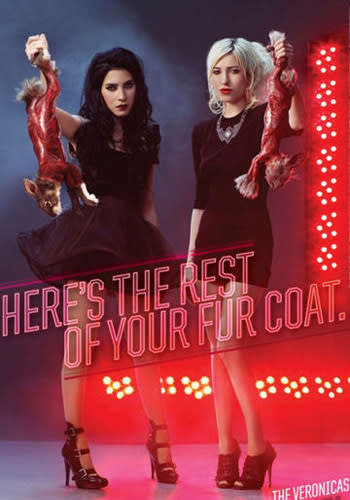 <p>Hands up if this PETA ad makes you never want to wear fur again? Aussie rock twins The Veronicas posed for the print ad holding two very sad (and fur-less) bunnies, to show what happens when fur clothing is made. Do you think it is too graphic?<br><br><a rel="nofollow" href="http://au.launch.yahoo.com/galleries/g/-/10258935/keeping-it-in-the-family-family-music-acts/10258946/" data-ylk="slk:PICS: Family Music Acts;elm:context_link;itc:0;sec:content-canvas" class="link ">PICS: Family Music Acts</a></p>