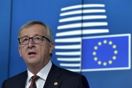 European Commission President Jean-Claude Juncker holds a news conference following a European Union leaders summit in Brussels, March 20, 2015. REUTERS/Eric Vidal