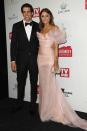 <p>Andy Lee’s girlfriend Rebecca Harding looked like a princess in this Cappellazzo Couture gown while he suited up for the occasion.</p>