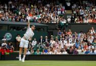 Britain Tennis - Wimbledon - All England Lawn Tennis & Croquet Club, Wimbledon, England - 28/6/16 Great Britain's Andy Murray in action against Great Britain's Liam Broady REUTERS/Stefan Wermuth