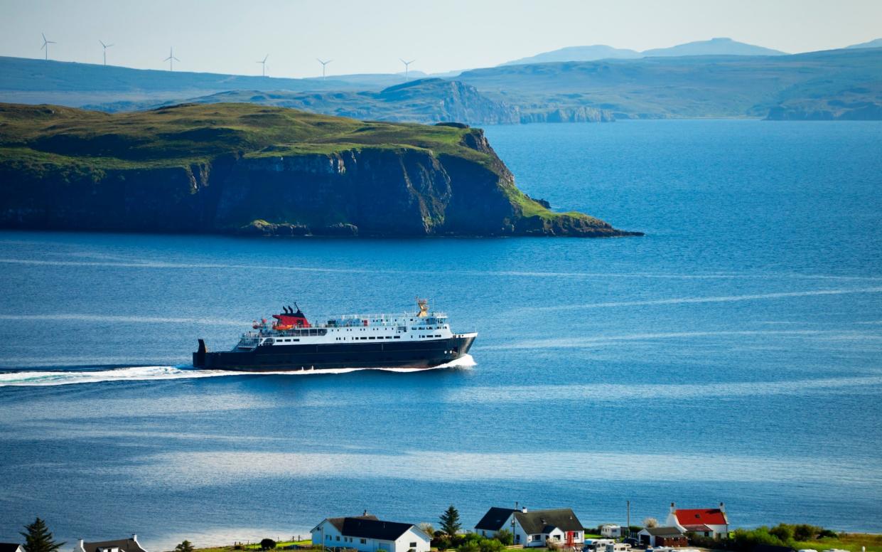 A ferry going to Tarbert on Isle of Harris from Isle of Skye