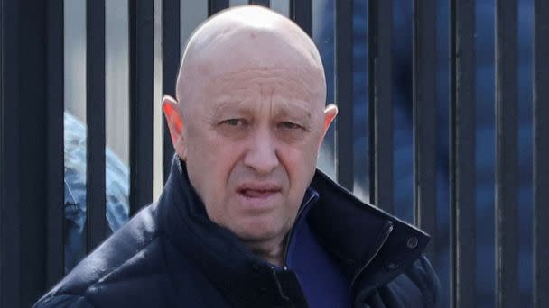 PHOTO: Founder of Wagner private mercenary group Yevgeny Prigozhin leaves a cemetery before the funeral of a Russian military blogger who was killed in a bomb attack in a St Petersburg cafe, in Moscow, April 8, 2023. (Yulia Morozova/Reuters, File)