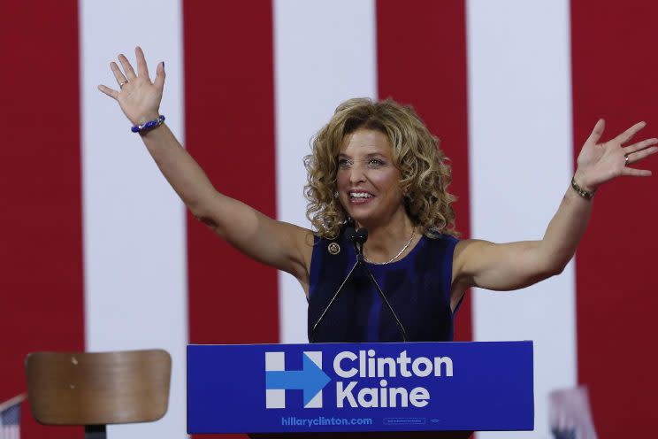 DNC Chairwoman Debbie Wasserman Schultz at a campaign event for Hillary Clinton in Miami on Saturday. (Photo: Mary Altaffer/AP)