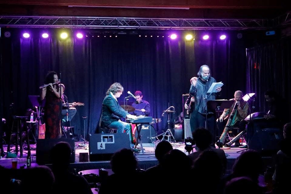 Michael Rothenberg recites with the Ecosound Ensemble, including Bob Malone on keyboard and Michael Bakan on percussion. The group will be playing at Northside Stage.