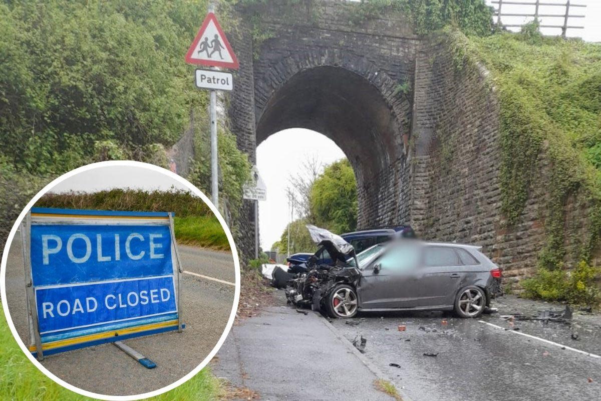 The car crashed into a wall near the Upwey Train Station Tunnel <i>(Image: Supplied)</i>