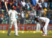 Cricket - India v England - Fourth Test cricket match - Wankhede Stadium, Mumbai, - 11/12/16. India's Virat Kohli celebrates his double century. REUTERS/Danish Siddiqui