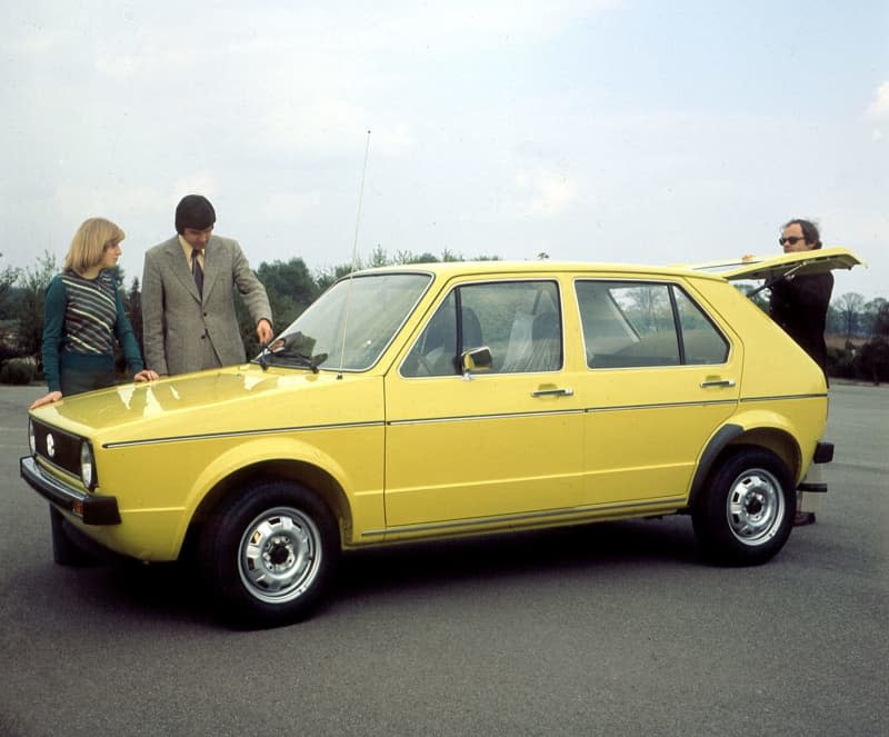 The first Golf I rolled off the production line in Wolfsburg in March 1974. Together with its successor models over the past five decades, it has become the most successful car ever built in Germany. Wolfgang Weihs/dpa