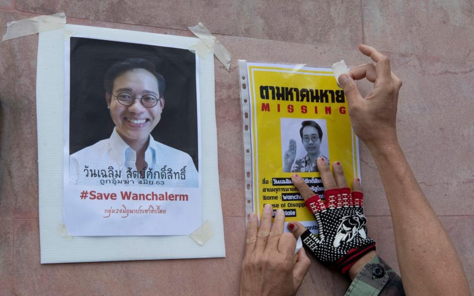 Wanchalearm Satsaksit's supporters have urged an investigation  - Satchai Lalit/AP