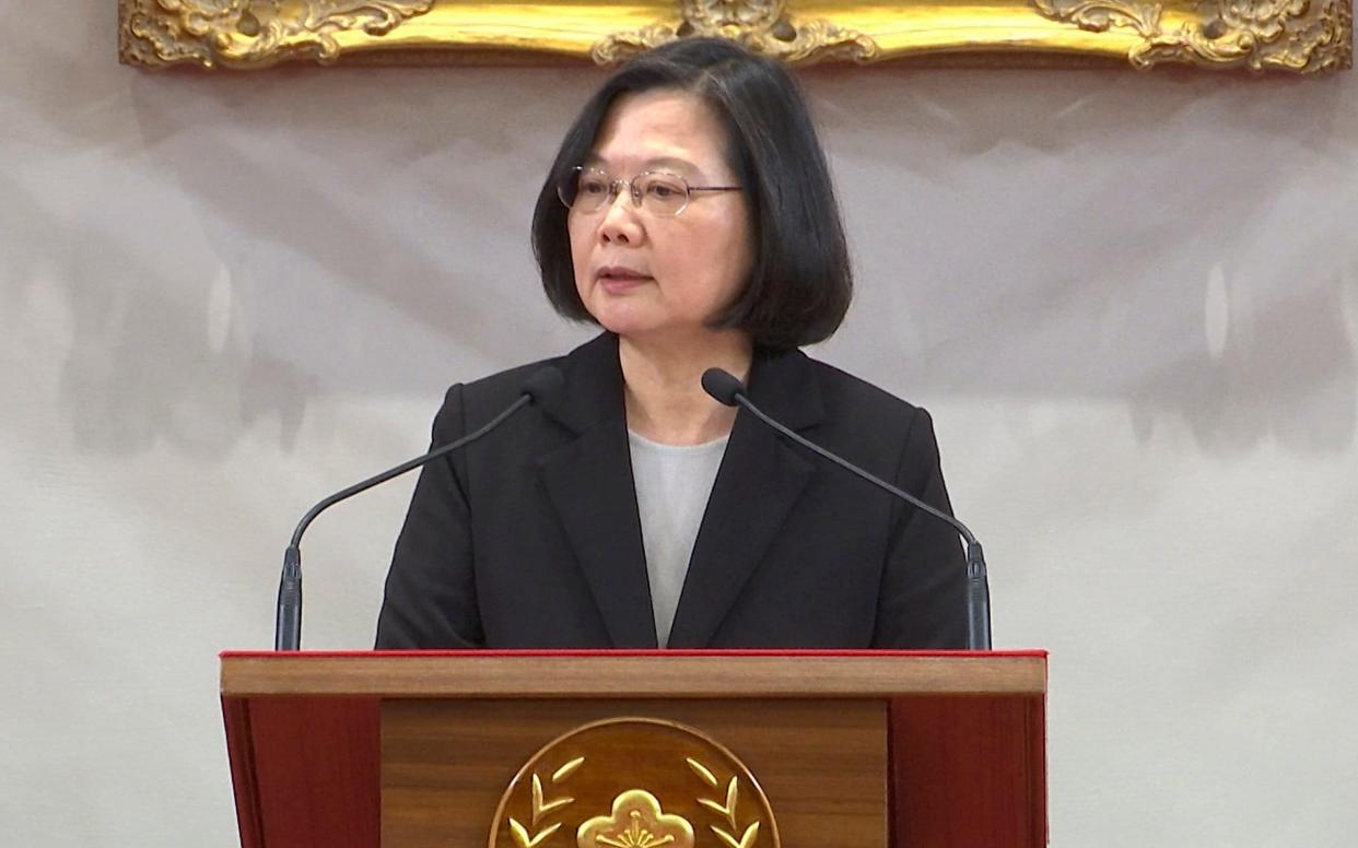 Taiwanese President Tsai Ing-wen speaks during a press conference in Taipei, Taiwan - AP