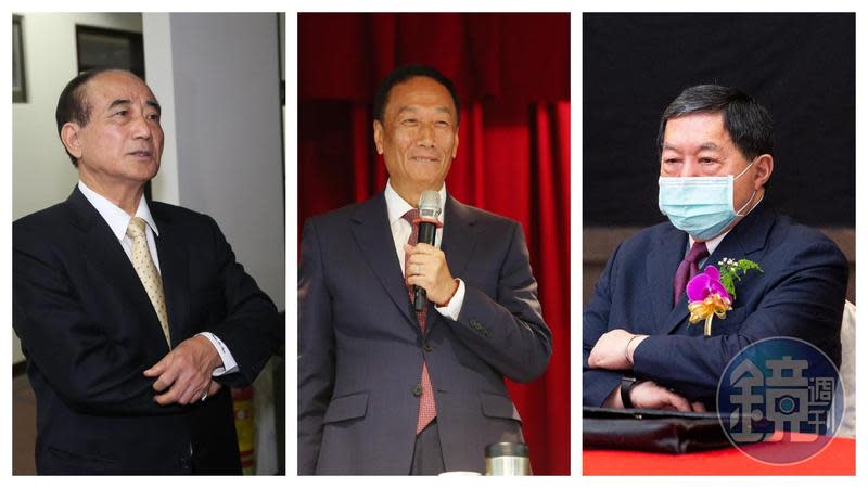 被問及郭台銘（中）是否會選總統？王金平（左）與徐旭東（右）回應都相當保守。（本刊資料照）