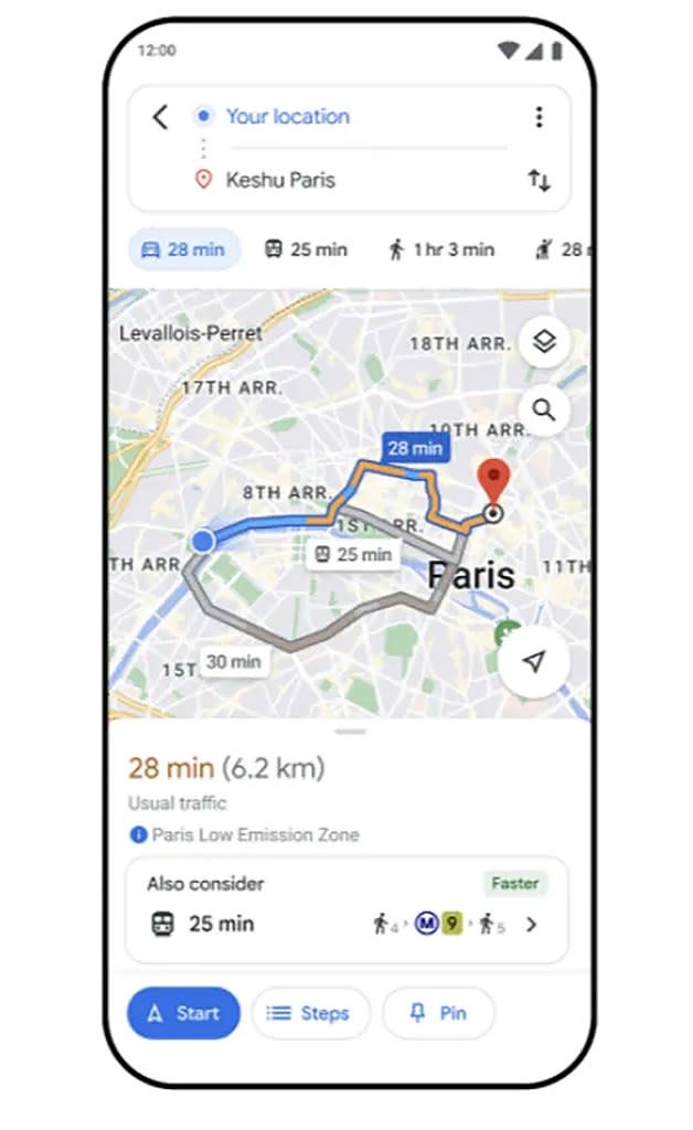 Maps will have a new feature that suggests alternative public transit or walking routes. Google