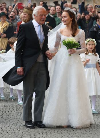 <p>Karl-Josef Hildenbrand/picture alliance via Getty</p> Princess Sophie with her father Dorus Evekink on her May 2023 wedding day.