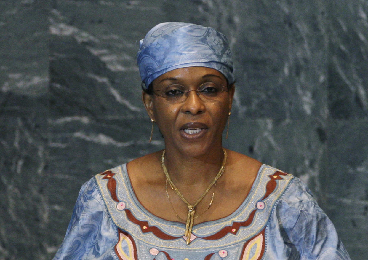 FILE - Aichatou Mindaoudou Foreign Minister for Niger addresses the 64th session of the United Nations General Assembly at the United Nations headquarters Monday, Sept. 28, 2009. Two experts appointed by the World Health Organization to investigate allegations that some of its staffers sexually abused women during an Ebola outbreak in Congo have dismissed the U.N. agency’s own efforts to excuse its handling of such misconduct as “an absurdity.” (AP Photo/Frank Franklin II, File)