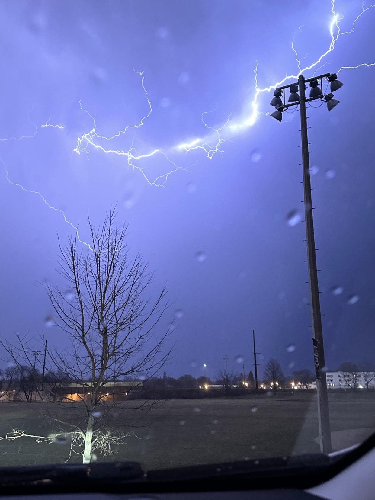 Thursday night's storm generated this lighting bolt over Sijan field in Bay View.