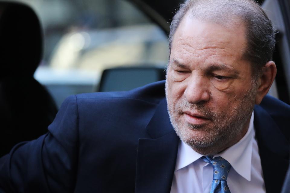 Harvey Weinstein enters a Manhattan court house as a jury continues with deliberations in his trial on Feb. 24, 2020, in New York City.