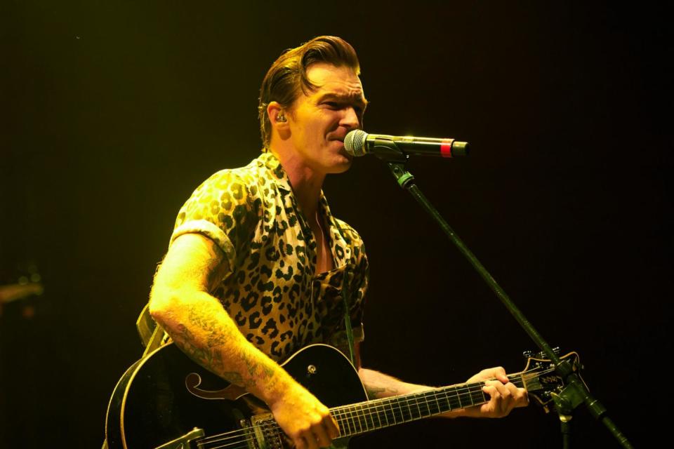 PHOTO: In this Aug. 11, 2023 file photo, American singer Drake Bell performs on stage as part of his 'Non Stop Flight tour' at BB Auditorium in Mexico City.  ( Jaime Nogales/ Eyepix Group/Future Publishing via Getty Images, FILE)