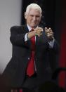 Former vice president Mike Pence speaks during the Road to Majority convention at Gaylord Palms Resort & Convention Center in Kissimmee, Fla., on Friday, June 18, 2021. (Stephen M. Dowell /Orlando Sentinel via AP)