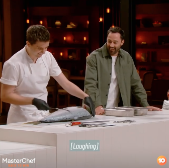 Josh NIland cutting up a kingfish on MasterChef