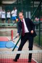 <p>During a visit to the Coventry War Memorial Park, Prince William hit a few balls while fans looked on. </p>