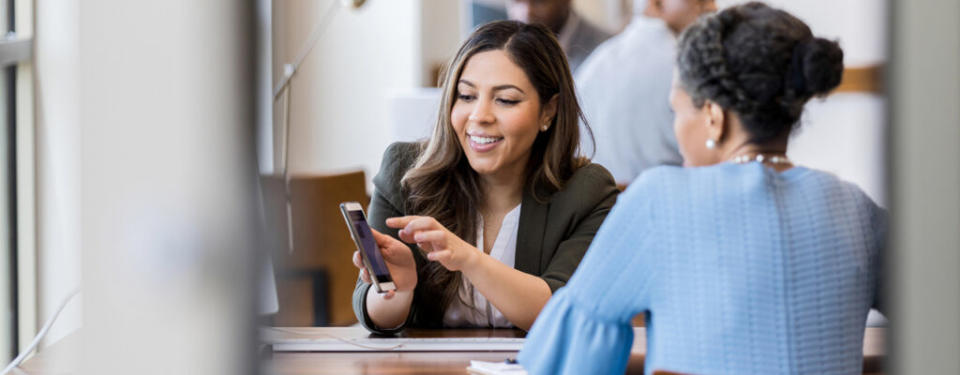 consulting with bank worker in a bank