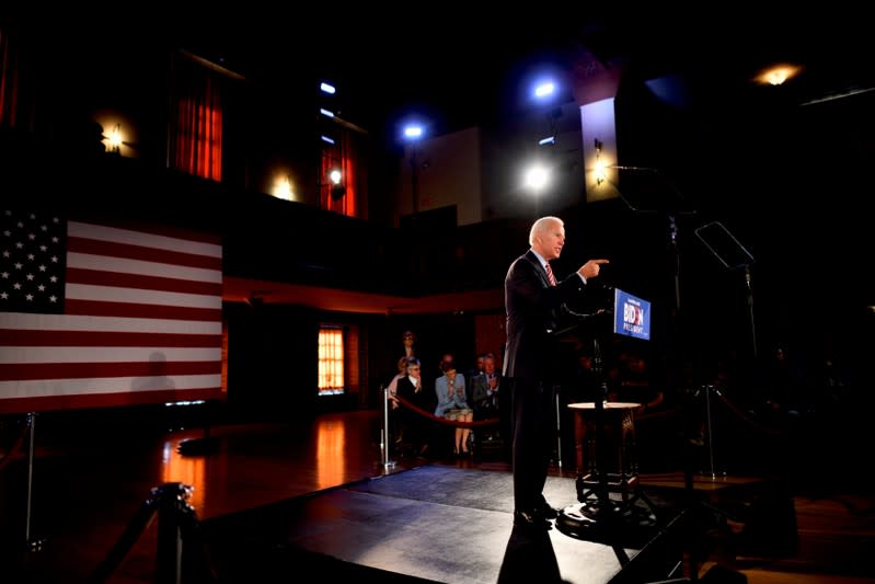 Democratic presidential candidate and former Vice President Joe Biden greets supporters after speaking in Scranton