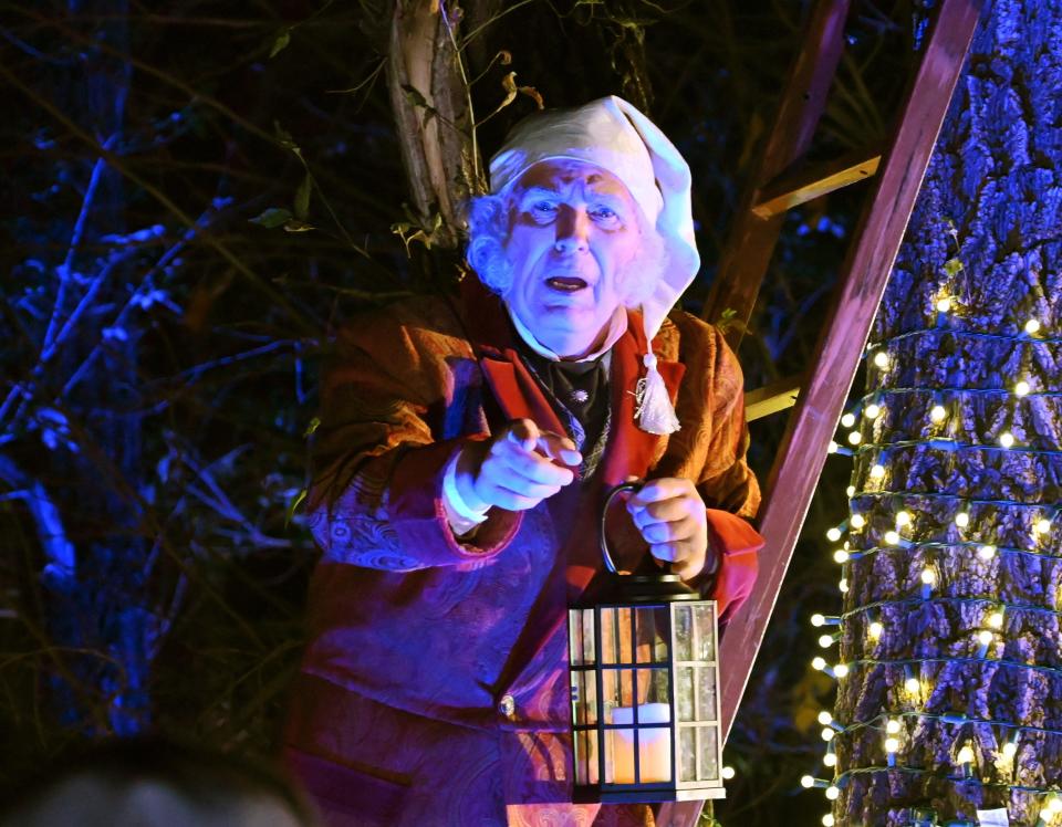 Jonathan Beck Reed plays Ebenezer Scrooge in Lyric Theatre's 2022 outdoor production of "A Christmas Carol" at the Harn Homestead.