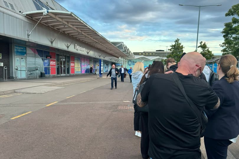 The queue to get inside Birmingham Airport today (June 17)