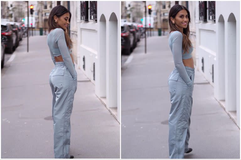 Antonela Roccuzzo hizo un posteo con un look celeste en la previa del partido de la Argentina y Panamá